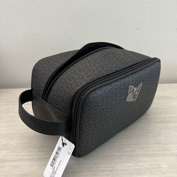 GUESS V7200082 COAL BLACK GRAY TOILETRY JUNCTION TRAVEL CASE DOPP BAG LOGO - Picture 10 of 11
